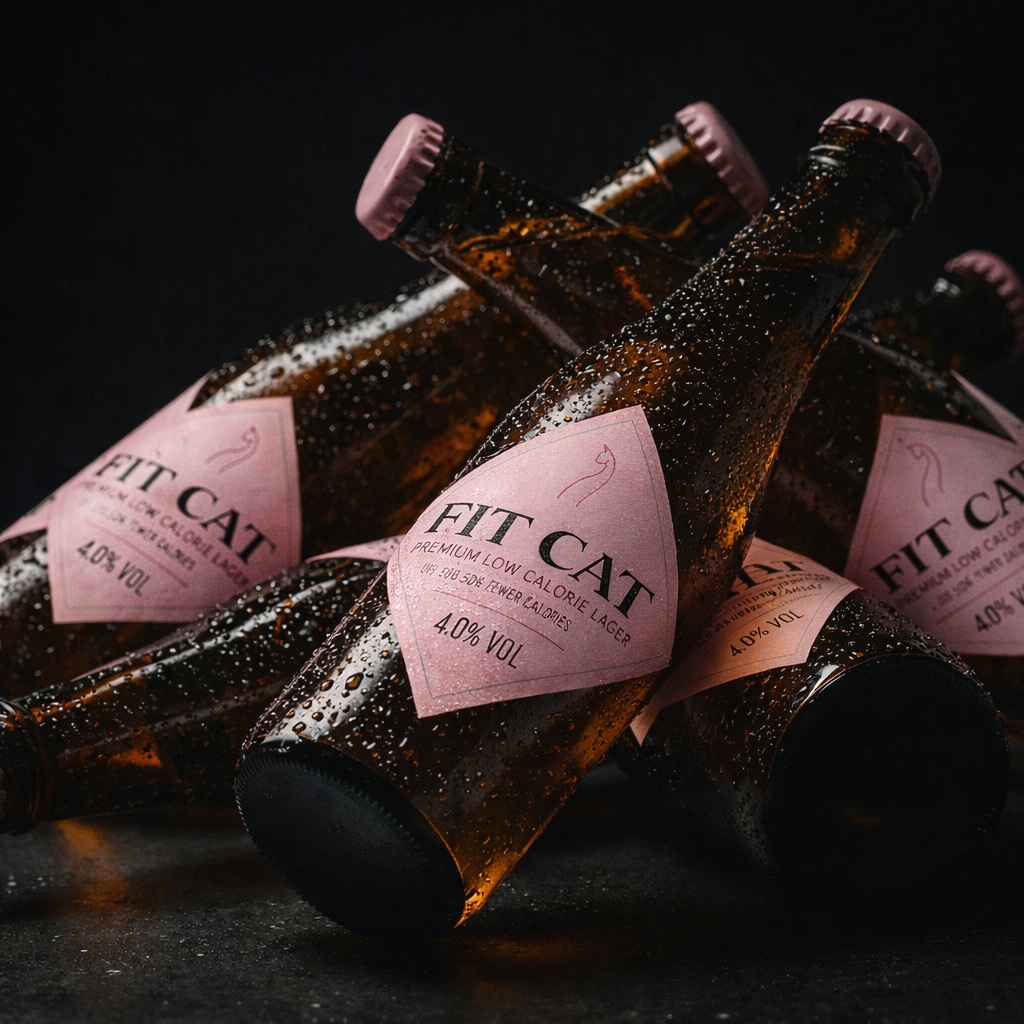 FitCat beer composition — water, malted barley, hops, yeast